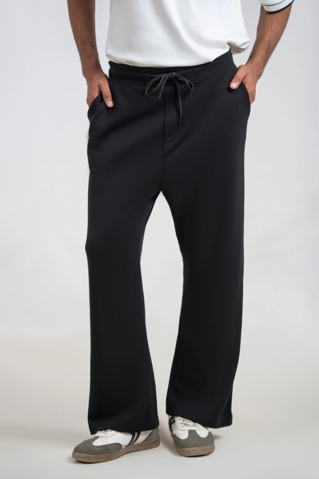 Black Tarr 3-Thread French Terry Trousers