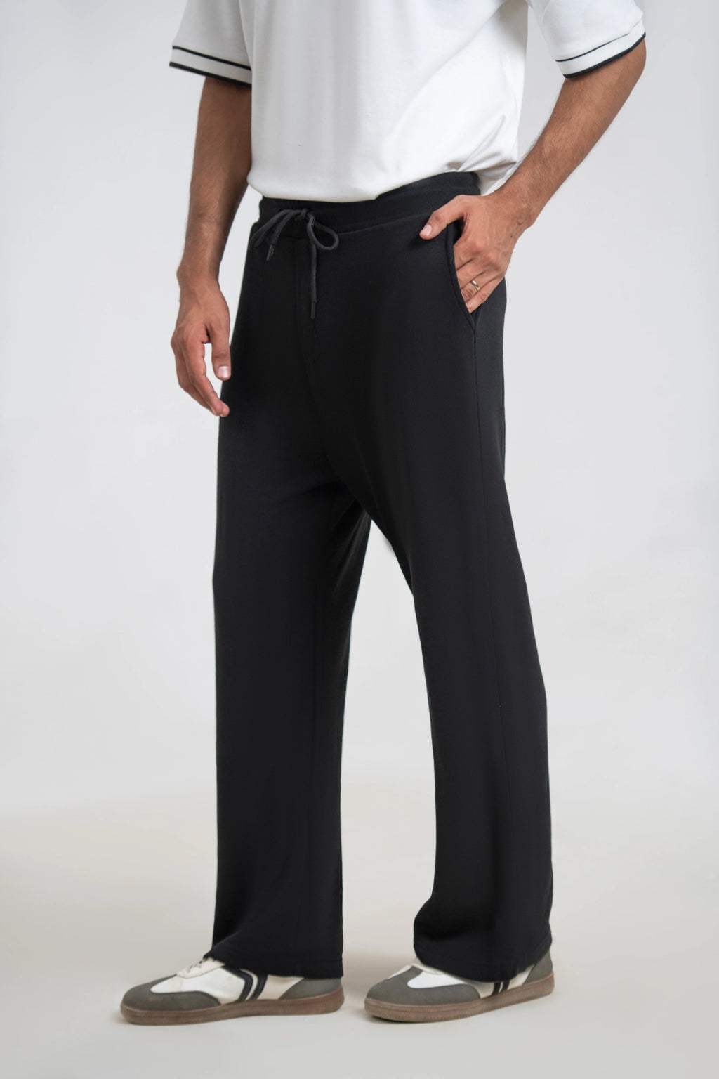 Black Tarr 3-Thread French Terry Trousers
