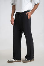 Black Tarr 3-Thread French Terry Trousers