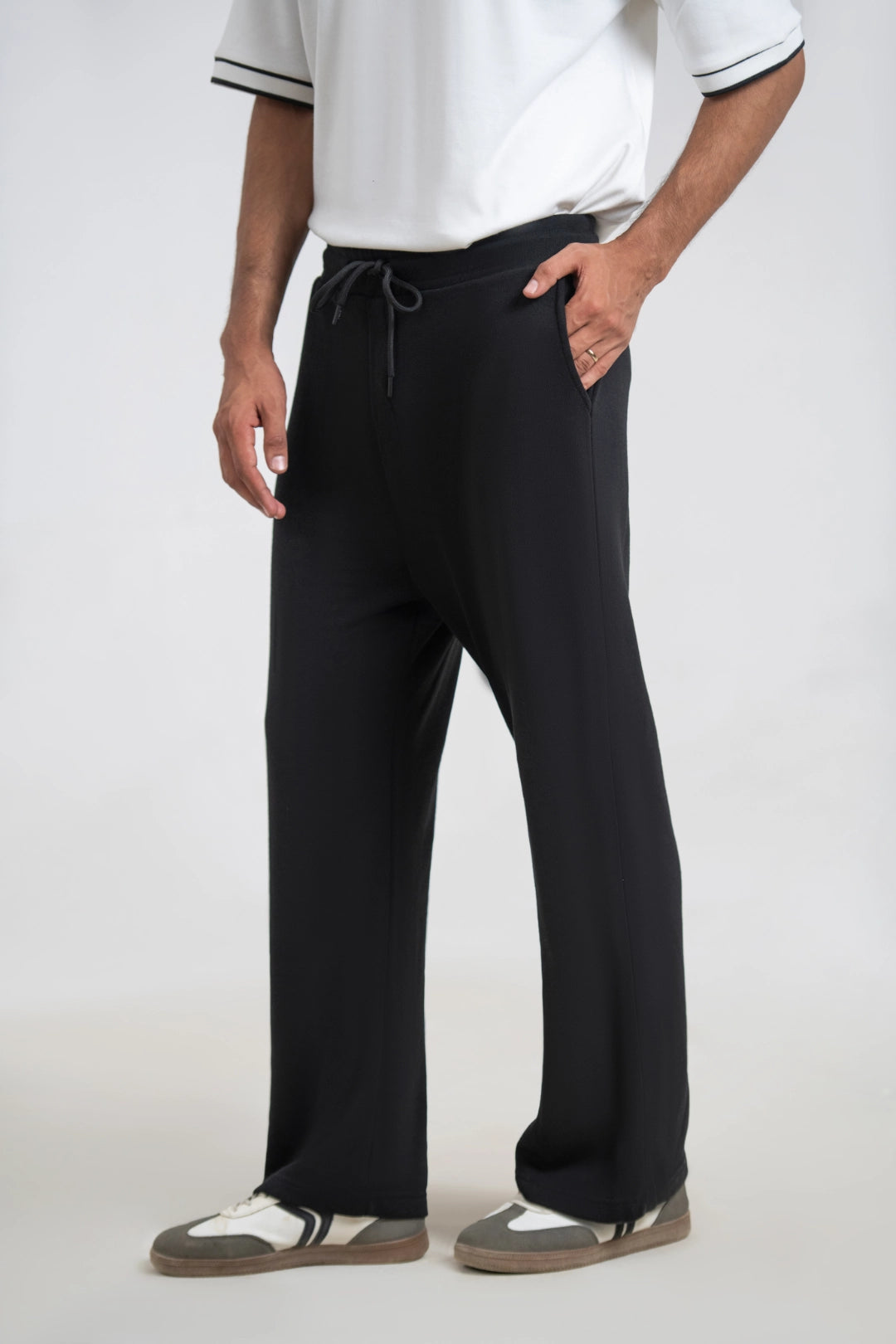 Black Tarr 3-Thread French Terry Trousers
