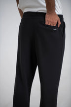 Black Tarr 3-Thread French Terry Trousers