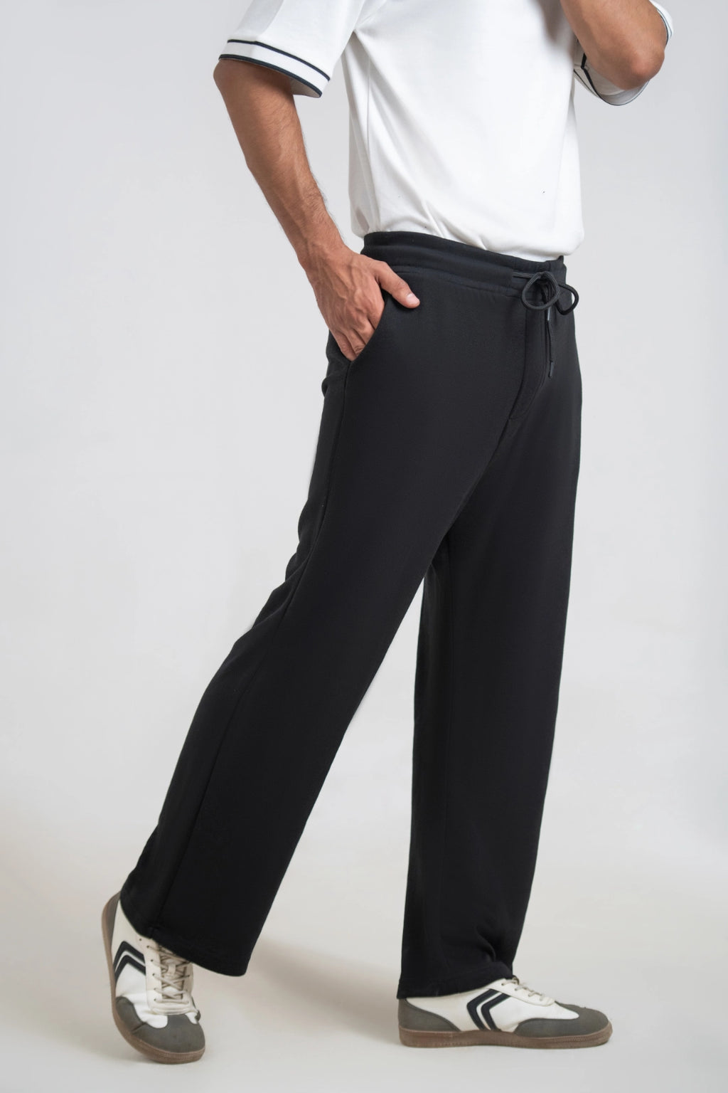 Black Tarr 3-Thread French Terry Trousers
