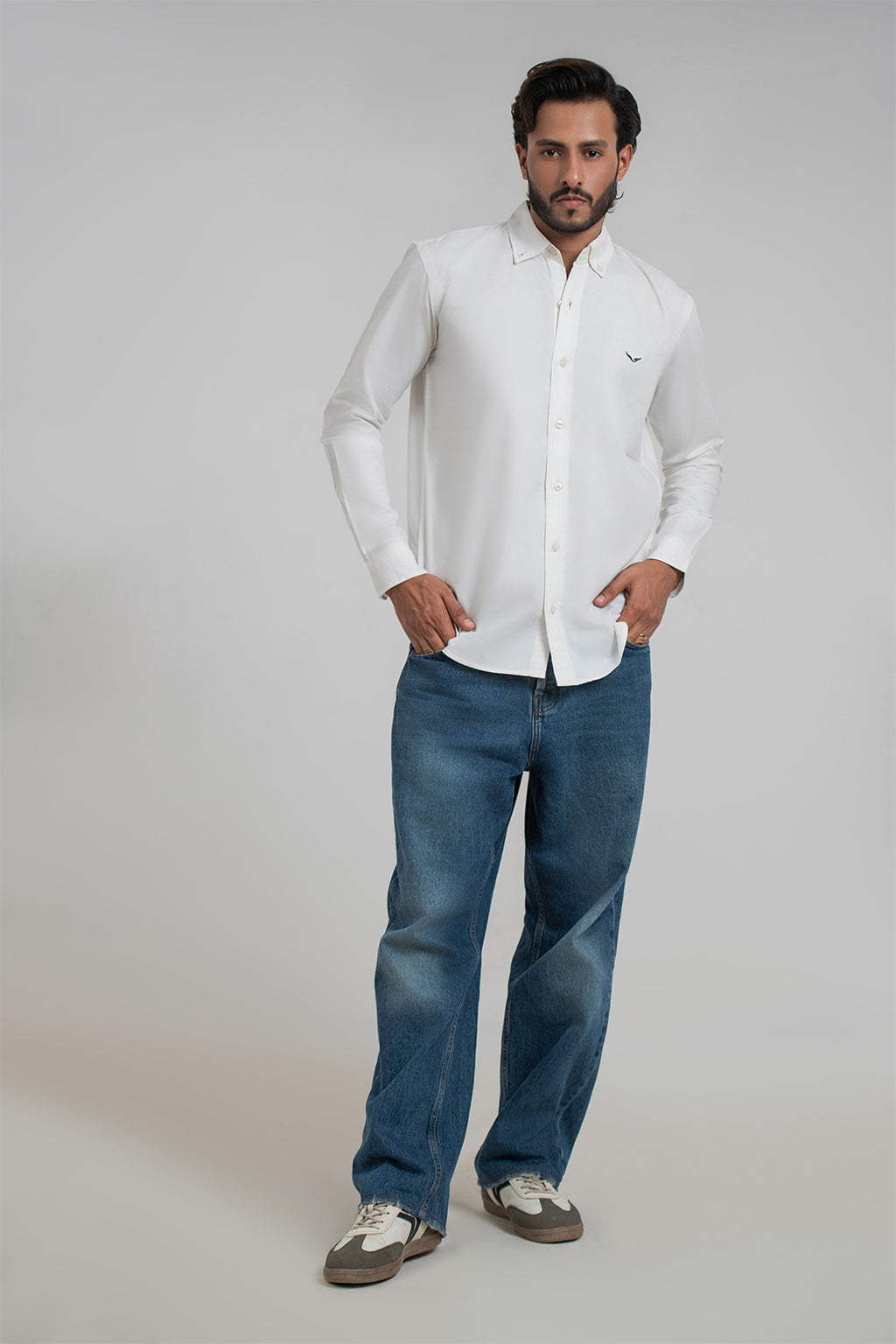 Salty White Oxford-Blend Shirt
