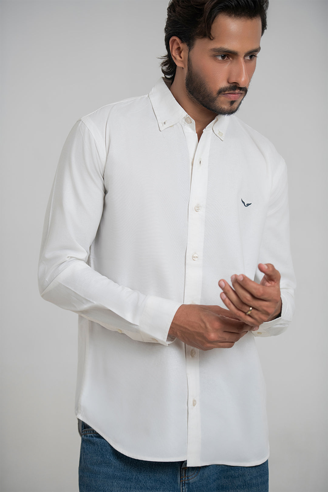 Salty White Oxford-Blend Shirt