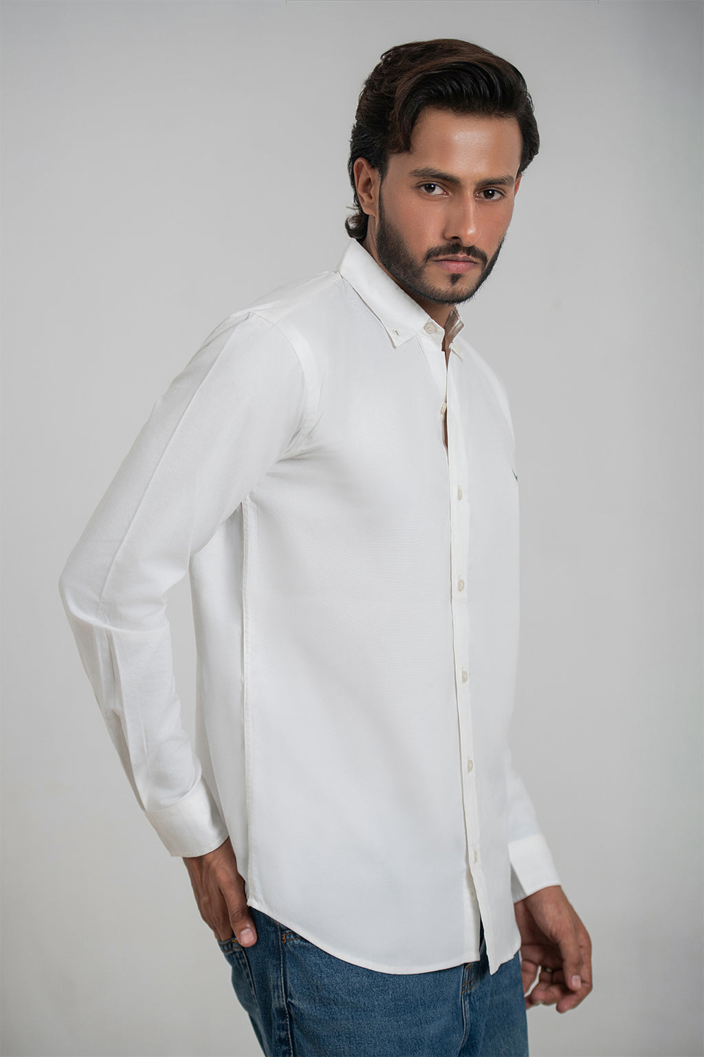 Salty White Oxford-Blend Shirt