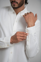Salty White Oxford-Blend Shirt