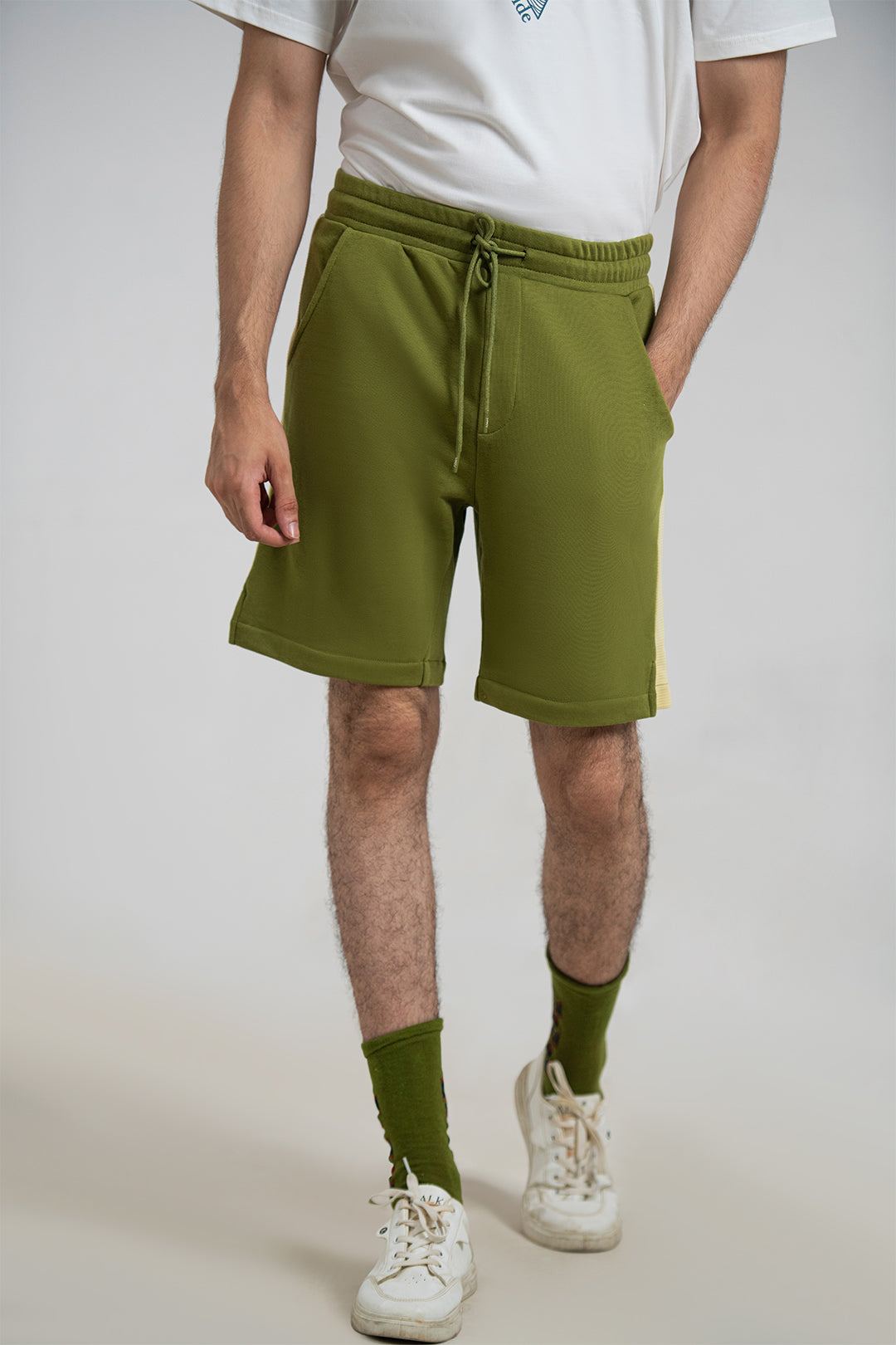Rib Olive 3-Thread French Terry Shorts Secondary image