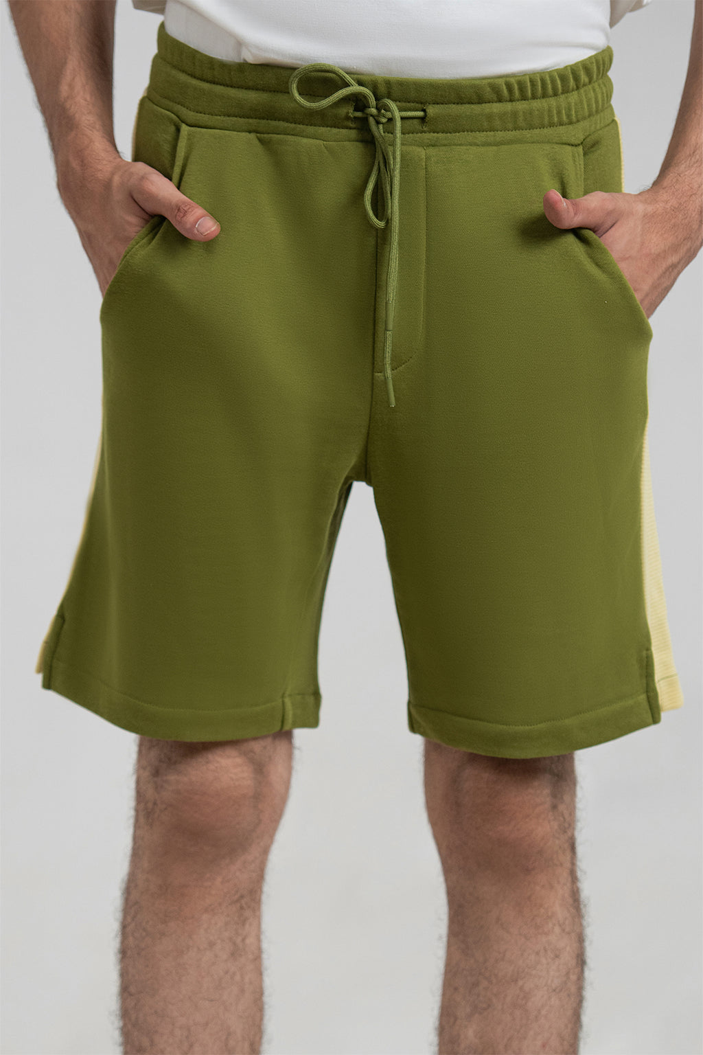 Rib Olive 3-Thread French Terry Shorts