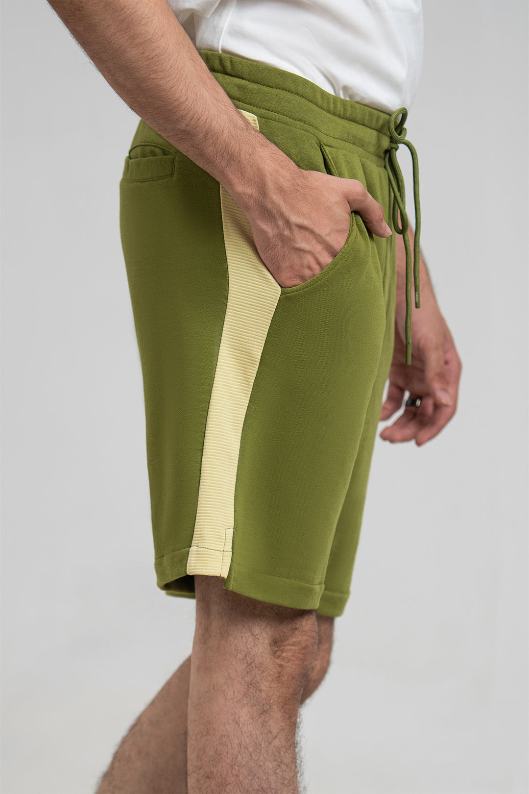 Rib Olive 3-Thread French Terry Shorts