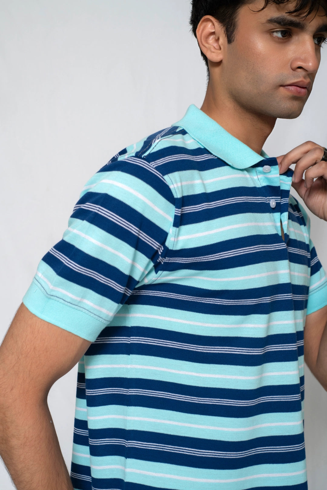 Blue Dots Yarn-Dyed Pique Polo