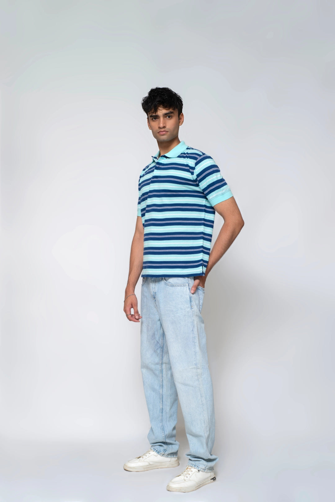 Blue Dots Yarn-Dyed Pique Polo