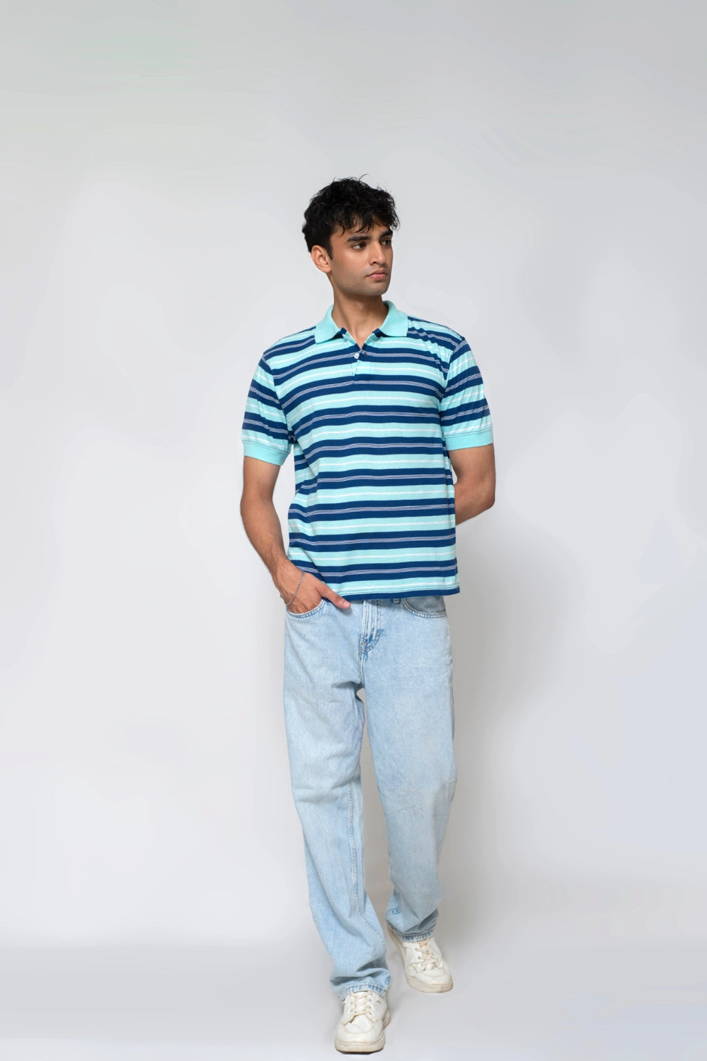 Blue Dots Yarn-Dyed Pique Polo